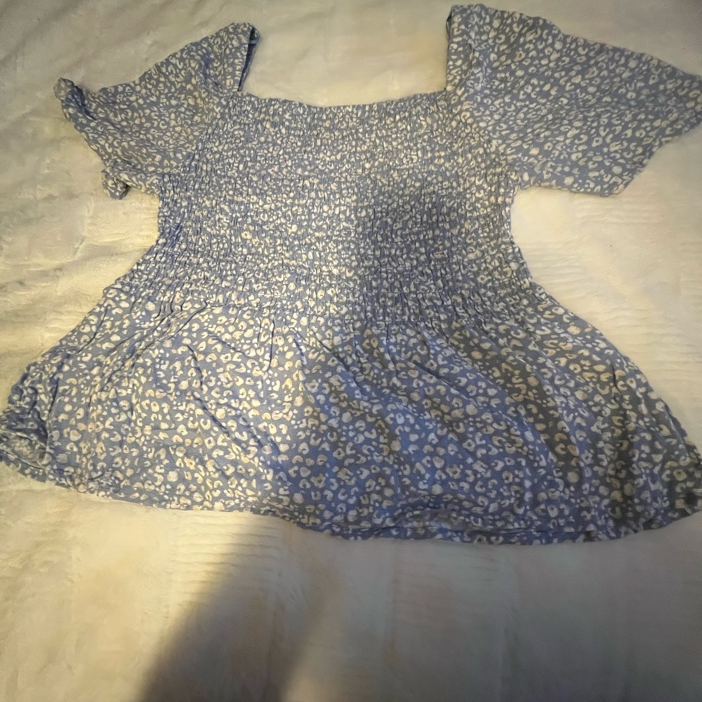 Urban Romantics Smocked Short Sleeve Blouse